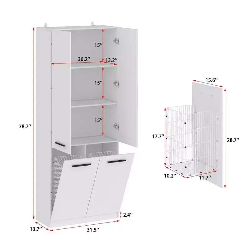 Famapy Modern White Bathroom Storage Unit with Lower - level Laundry Hamper