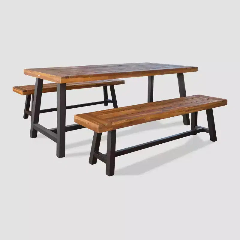 Carlisle 3pc Rustic Wood Patio Dining Set - Christopher Knight Home