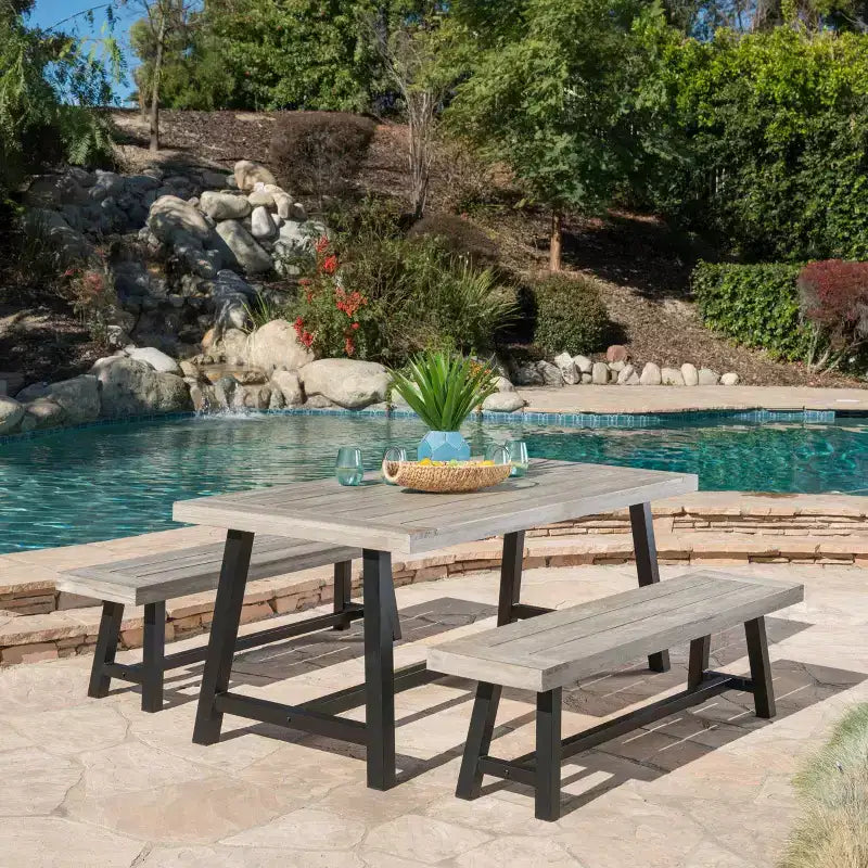 Carlisle 3pc Rustic Wood Patio Dining Set - Christopher Knight Home