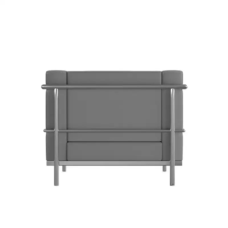 Emma and Oliver Contemporary LeatherSoft Chair with Double Bar Encasing Frame