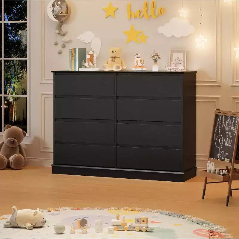 8-Drawer Storage Cabinet, Chest of Drawers with Deep Drawers, Large Wide-Top Closet for Living Room, Hallway, Childrens Room