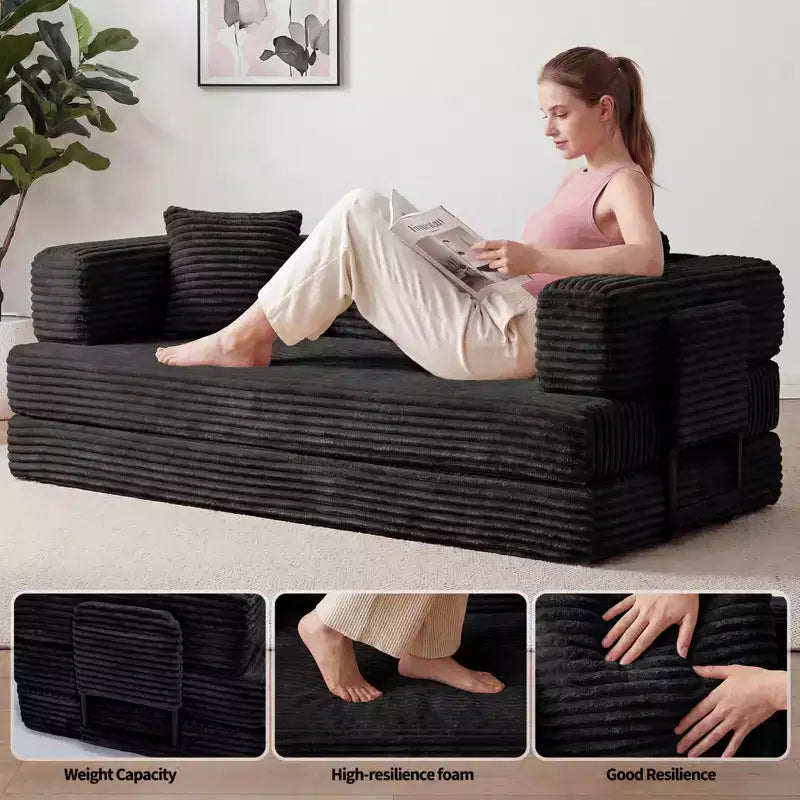 80.7 5-in-1 Convertible Sleeper Sofa Bed aï¿?Corduroy, 1200 lbs, No Assembly