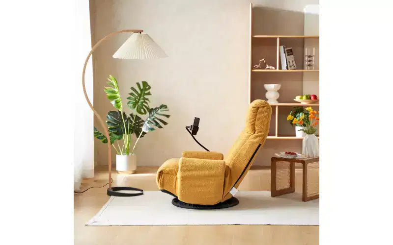 Floor Gaming Chair, Swivel Floor Lounge Chair with Armrests & Phone Holder, 5 Position Adjustable Folding Gaming Lounge Chair