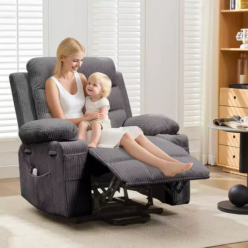 Lift Recliner Chair with Massage & Heat, Oversized Power Recliners, Home Theater Seat with 2 Cup Holders Side, Glider Reclining Single Sofa Chair