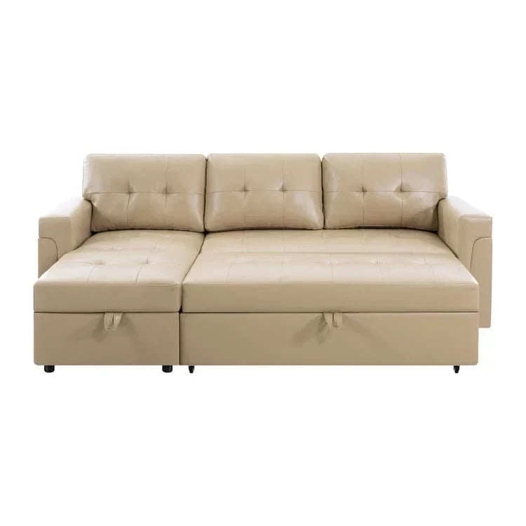 Convertible Reversible Sectional Sofa with Pull-Out Sleeper Bed, Hidden Storage Chaise, and Durable Legs