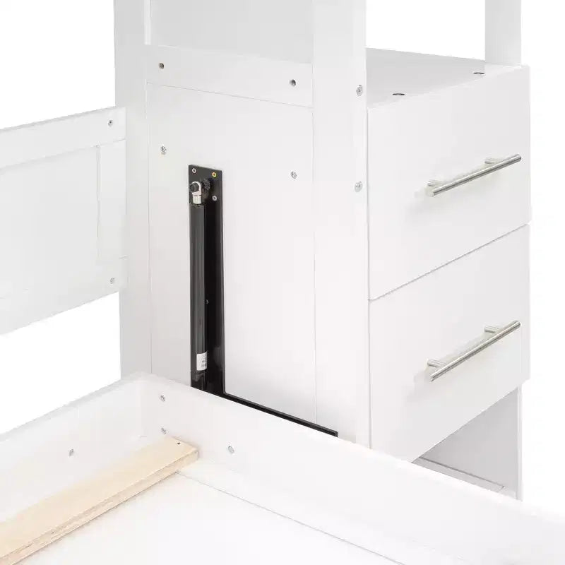 Luxystar Queen Murphy Bed with Storage Shelves, 4 Drawers and Lights