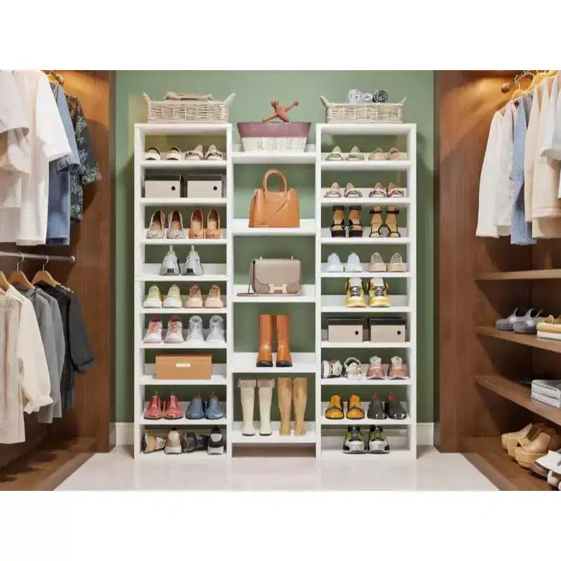 Lantine 14-Tier Tall Shoe Rack, Large Freestanding Organizer with Open Shelves for 46 Pairs, Wooden Cabinet for Closet, Entryway, Bedroom, White