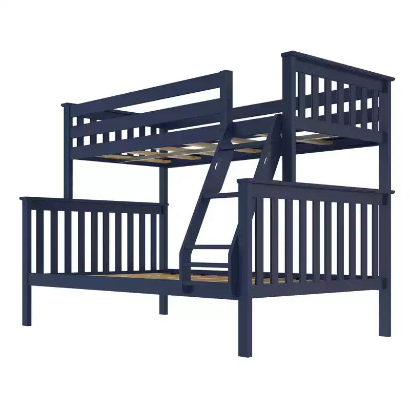 Max & Lily Bunk Bed Twin over Full Size, Solid Wood Bunk Beds with Ladder for Kids