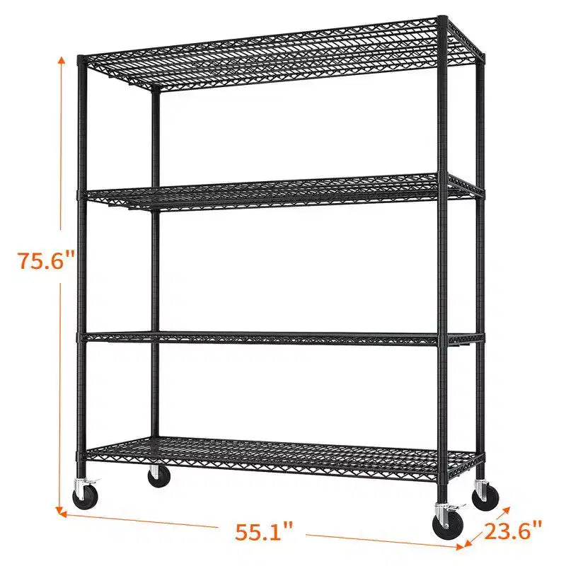 Heavy Duty Storage Metal Adjustable Shelves Wire Shelving Unit With Wheels 2500LBS NSF