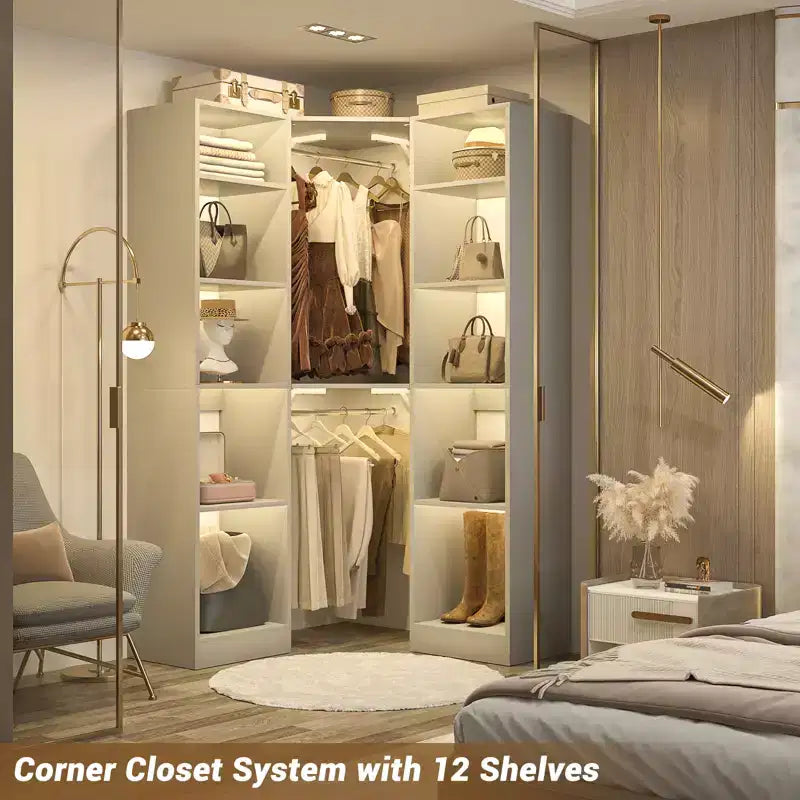 Besiost Corner Closet System with 12 Shelves