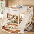 Bellemave Loft Bed with Upholstered Headboard and Storage Shelves,Solid Wood Loft Bed Frame with Ladder and Slide for Kids