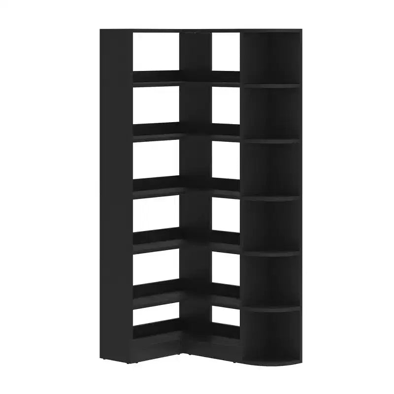 6 Tier Bookshelf with LED Light 70.8inch Modern Bookcase, L-Shaped Bookcase Corner shelf Storage Organizer Display Shelf