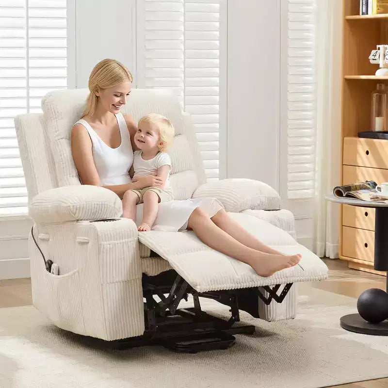 Lift Recliner Chair with Massage & Heat, Oversized Power Recliners, Home Theater Seat with 2 Cup Holders Side, Glider Reclining Single Sofa Chair