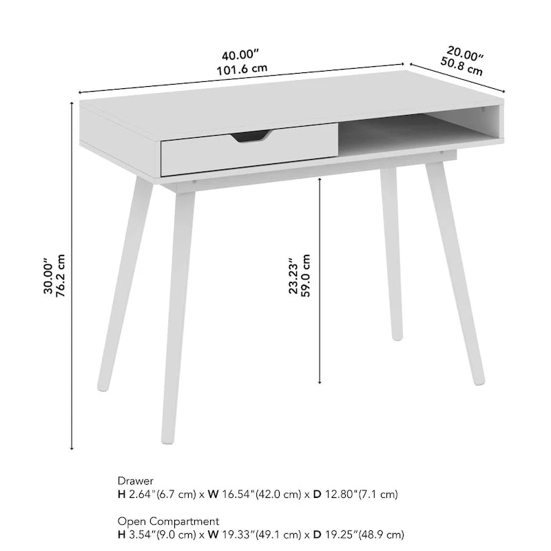 Bush Furniture Nora 40W Writing Computer Desk with Storage