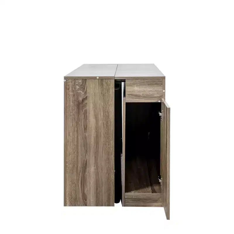 CLIHOME Modern Multifunctional Extendable Dining Table with Outlet, Space Saving Expanding Table with Storage