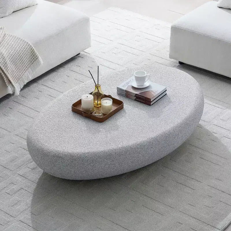 Table basse moderne en fibre de verre avec motif roches mates, table basse d'appoint irrégulière pour salon, bureau ou petits espaces - Panipeachy