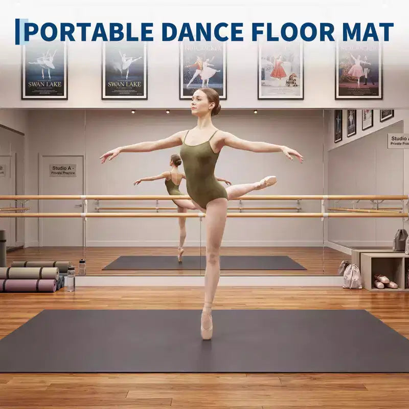 4x6 Portable PVC Dance Floor Mat, 5mm Thick Non-Slip Scratch-Resistant Dance Mat for Ballet Jazz Tap Yoga Pilates and Home Exercise