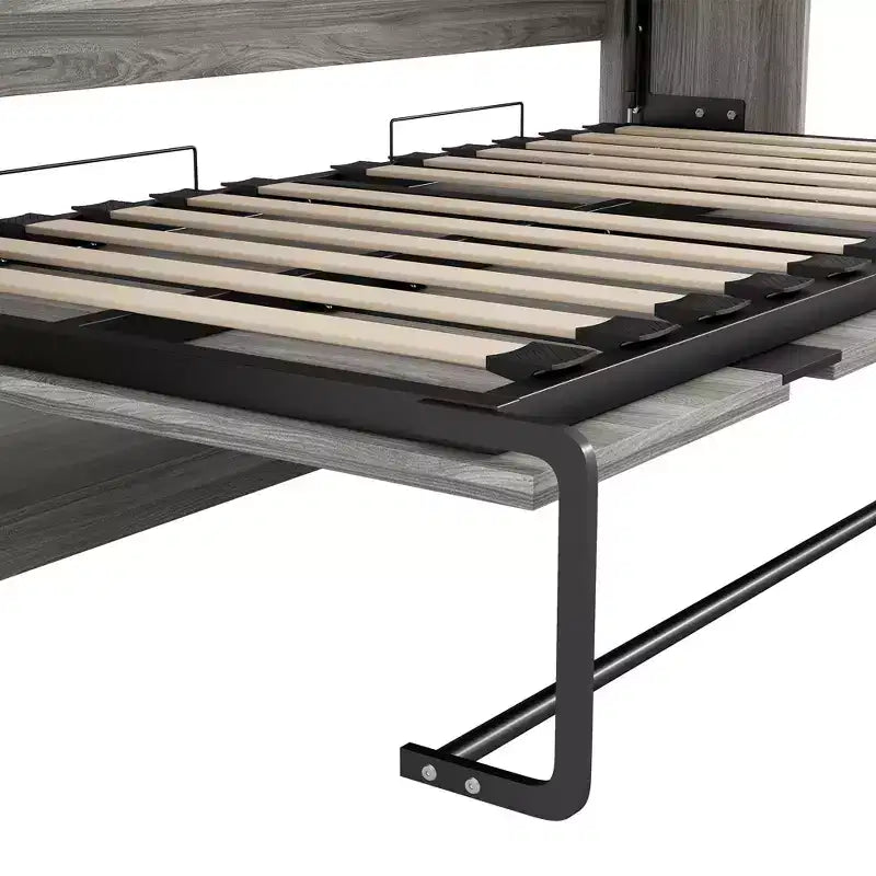 GDFStudio Bennett Metal and Wood Murphy Bed, Folded into a Cabinet