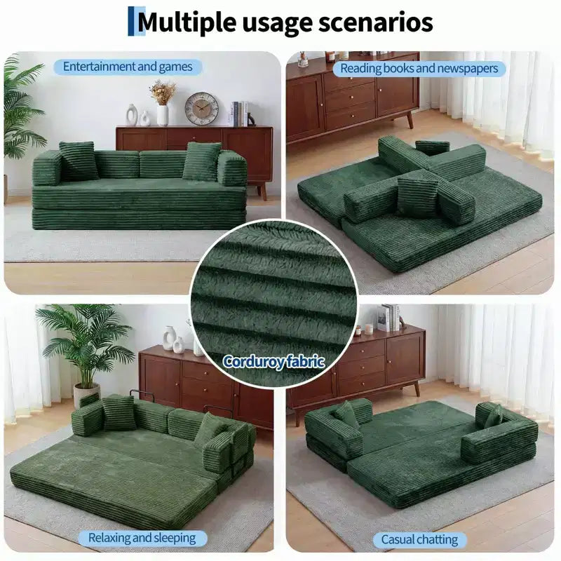80.7 5-in-1 Convertible Sleeper Sofa Bed aï¿?Corduroy, 1200 lbs, No Assembly
