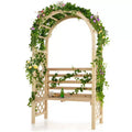 Costway Wooden Garden Bench Arch Pergola Outdoor Arbor w/backrest Patio Trellis Pergola