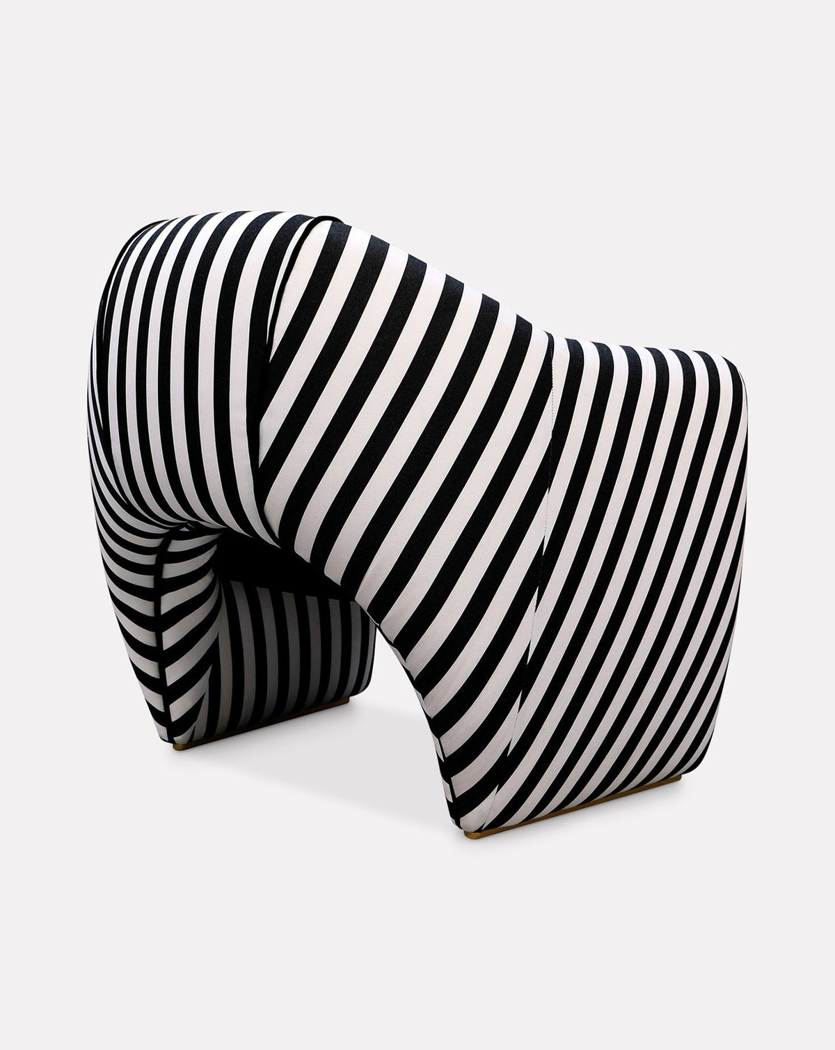 Striped Velvet Satin Sculptural Armchair
