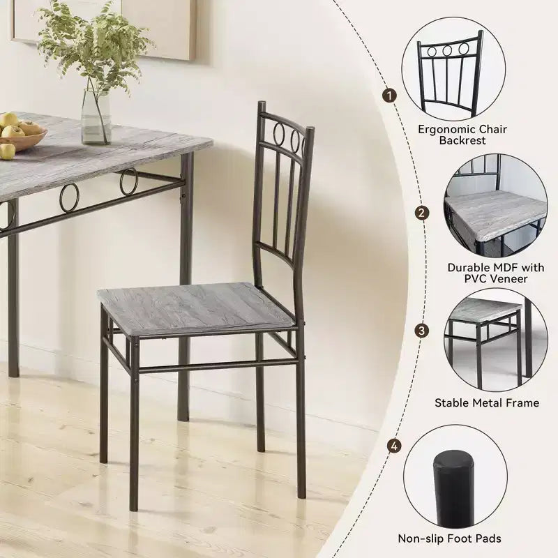Dyonery Rectangular Dining Table Set for 4,5-Piece Kitchen Table and 4 Chairs,Dining Room Table Set,Space-Saving Kitchen Table Set for Small Space