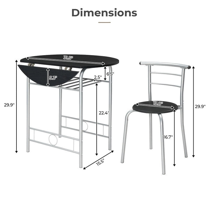 31.5 Drop Leaf Dining Table for Small Space,Small Kitchen Table Set for 2
