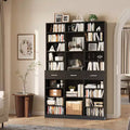 Black/White 9-Tier Bookcase with 3 Drawers, Adjustable Shelves