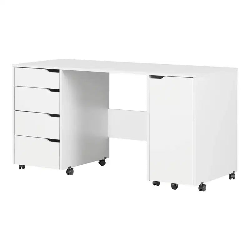 Crea Sewing Craft Table On Wheels White - South Shore