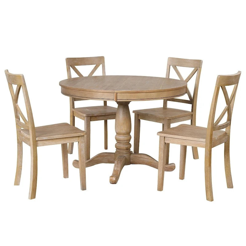 42-54 Farmhouse Round Extendable Dining Table for 4
