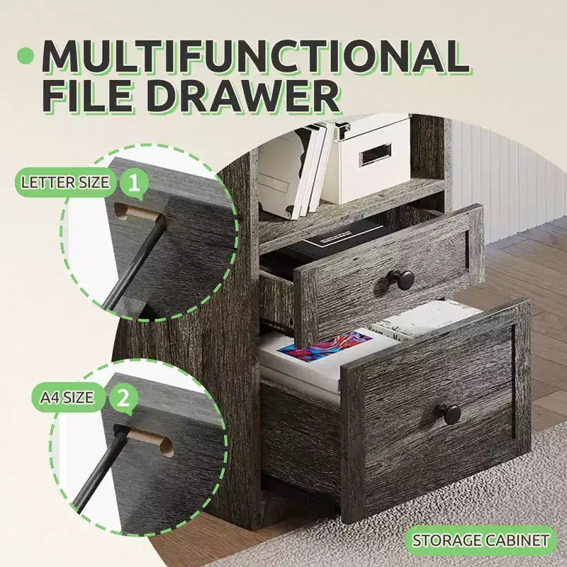 Balconera L Shaped Desk with Drawers 60inch Corner Computer Desk with Power Outlets & Lift Top with Storage Cabinet & LED Lights Grey