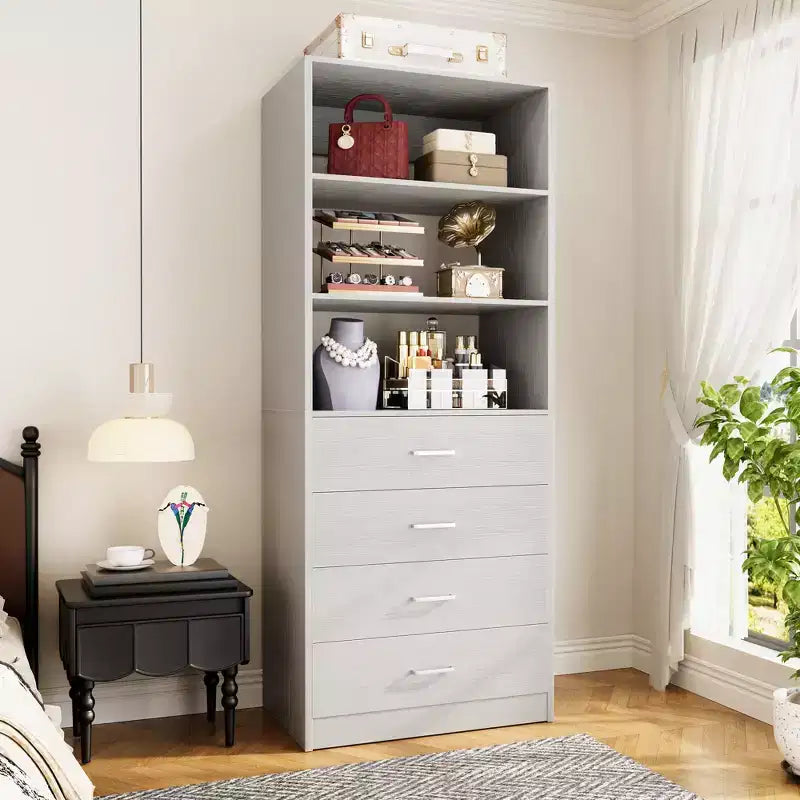 Closet Organizer System with Wood Drawers and Shelves