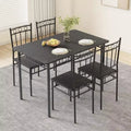 Dyonery Rectangular Dining Table Set for 4,5-Piece Kitchen Table and 4 Chairs,Dining Room Table Set,Space-Saving Kitchen Table Set for Small Space