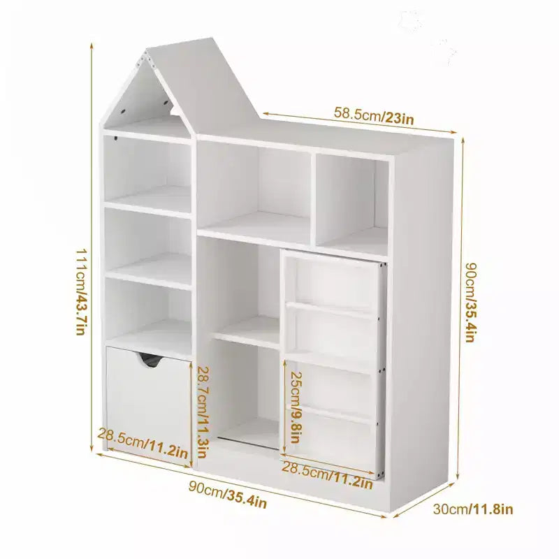 Organisateur de rangement pour enfants, organisateur de jouets et de livres avec 8 compartiments et tiroirs coulissants - Idéal pour les salles de jeux et les chambres à coucher