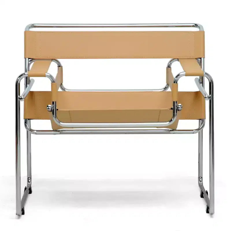 Baxton Studio Jericho Leather Mid Century Modern Accent Chair Tan: Chrome Finish, No-Mar Feet, Fully Assembled