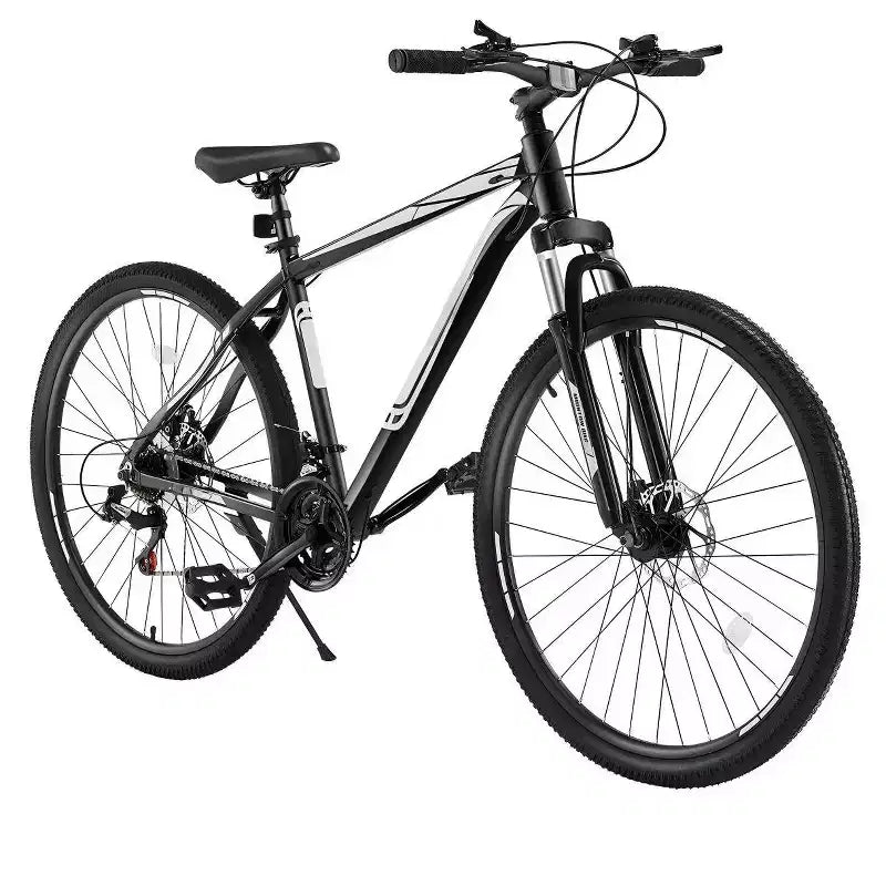 29 Inch Mountain Bike with Front Suspension, 21-Speed Aluminum Frame with Dual Disc Brakes