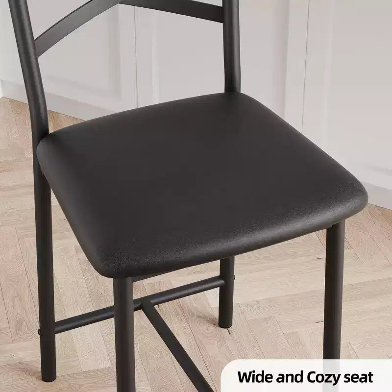 Bar Stools Set of 4, PU Upholstered Bar Chairs, Kitchen Island Chairs with X-Shaped Backrest and Metal Footrest, Black Counter Height Chairs