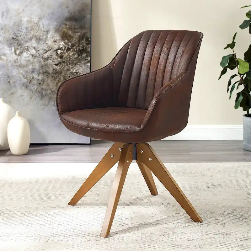 Fauteuil de bureau moderne pivotant avec pieds en bois