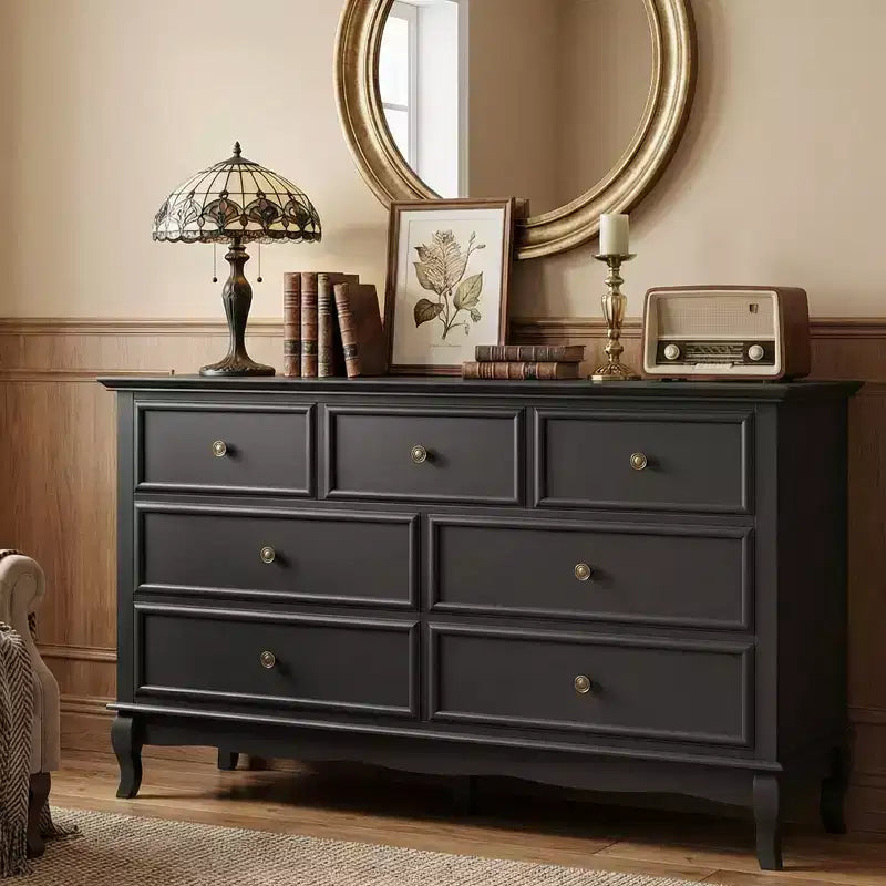 7 Drawer Dresser with Solid Wood Legs