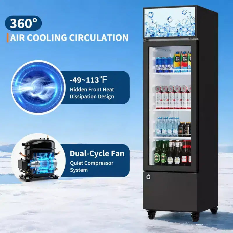 COZONY Glass Door Beverage Refrigerator, 6.1 Cu.ft Commercial Drink Cooler with Lightbox, No-Frost for Bar, Restaurant, Store
