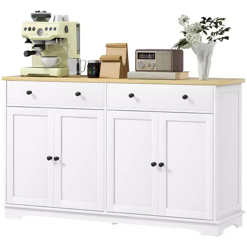 HOMCOM Sideboard Buffet Cabinet with Storage, Modern Kitchen Cabinet with 4 Doors, 2 Drawers and 2 Adjustable Shelves, Coffee Bar Cabinet