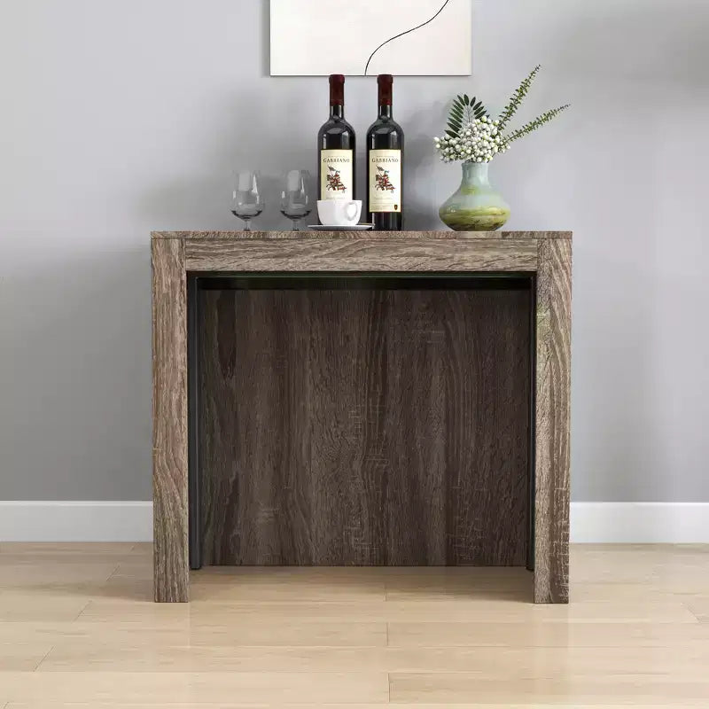 CLIHOME Modern Multifunctional Extendable Dining Table with Outlet, Space Saving Expanding Table with Storage