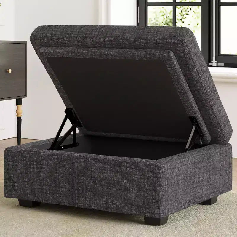 Belffin Chenille Ottoman Module - Modular Storage Footrest with Skin-Friendly Fabric & Quick-Install Design