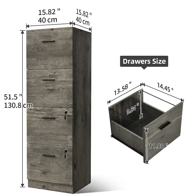 Moasis 51H 4 Drawers File Cabinet Lockable Vertical Storage Cabinet for Home Office
