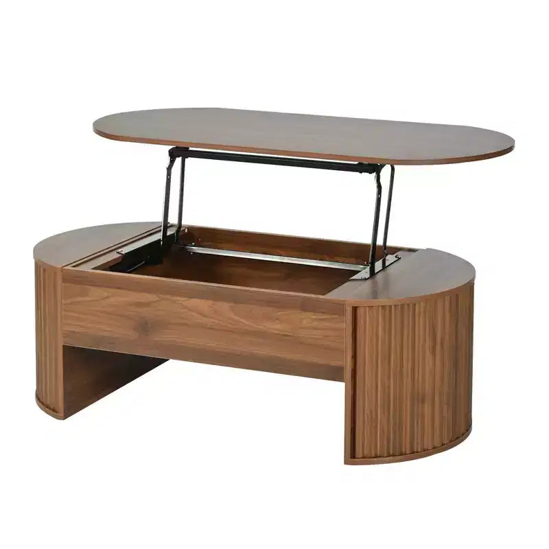 47.2 Lift Top Coffee Table, Oval Wooden Center Table with Hidden Storage, Modern Cocktail Table for Living Room Bedroom Office