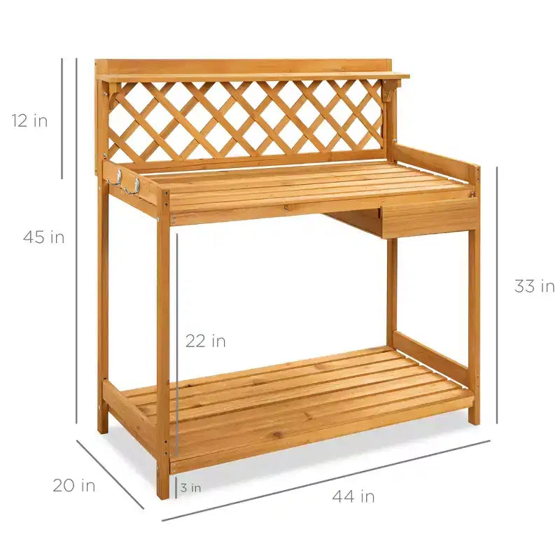 Best Choice Products Outdoor Wooden Garden Potting Bench, Workstation Table w/ Cabinet Drawer, Open Shelf