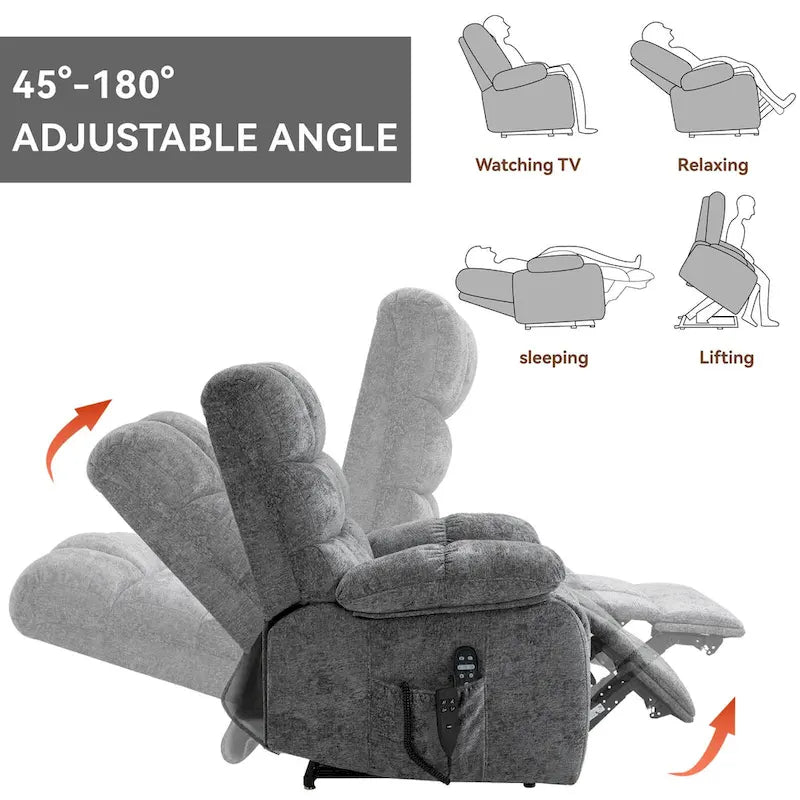 Dual Motor Power Lift Recliner Chair with Massage and Heat for Elderly People, Large Lazy Single Boy Recliners with Power-Remote