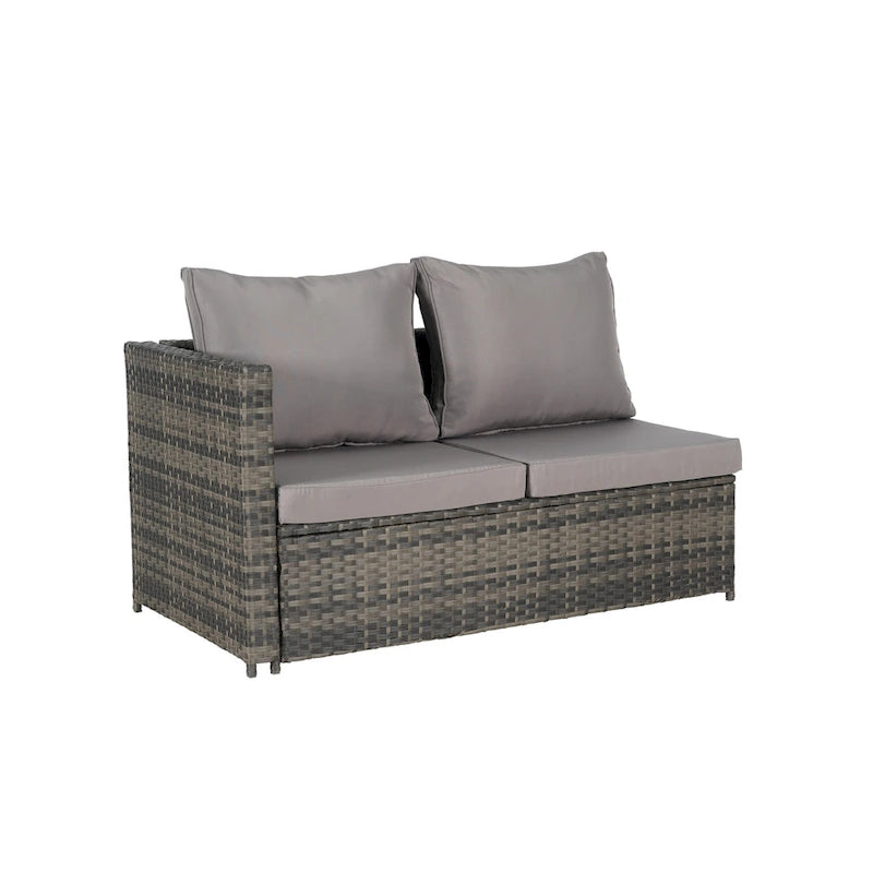 6-Piece Wicker Sectional Sofa Set with Corner & Glass Table
