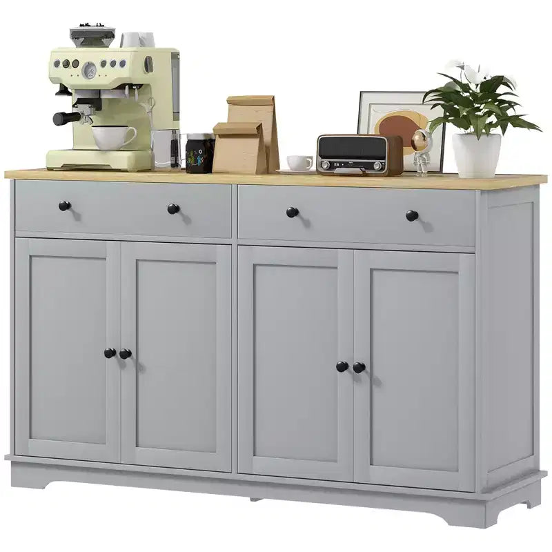 HOMCOM Sideboard Buffet Cabinet with Storage, Modern Kitchen Cabinet with 4 Doors, 2 Drawers and 2 Adjustable Shelves, Coffee Bar Cabinet