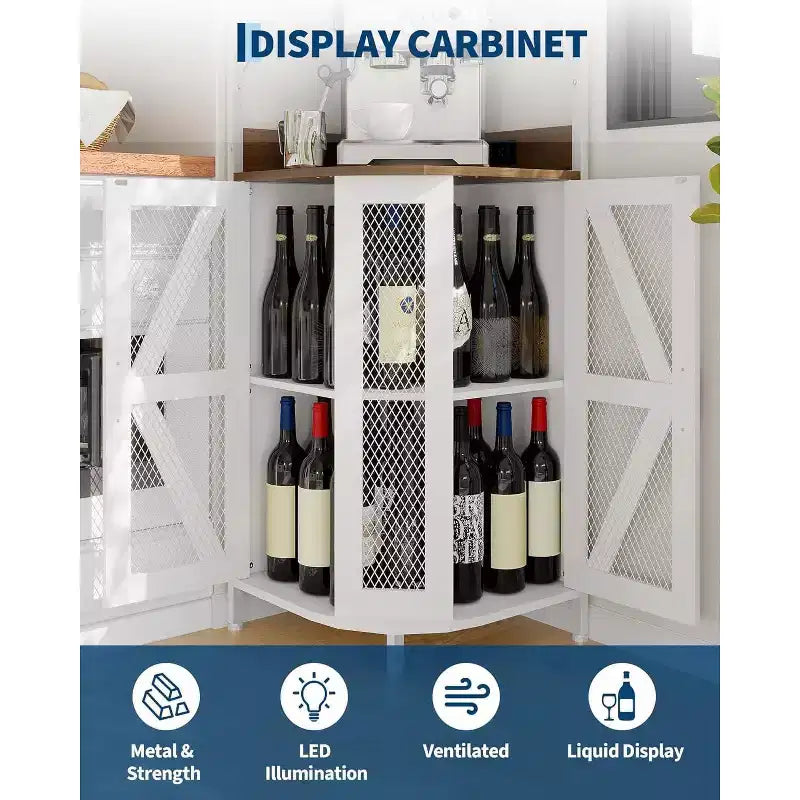 Garvee 5-Tier Corner Bar Cabinet, 71.5 Tall Liquor Cabinet with LED Lights for Home